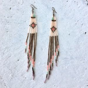 Hand Beaded Tribal Dangle Earrings